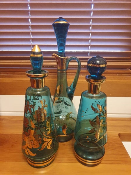 Blue and Gold bohemian decanters Carousel 1