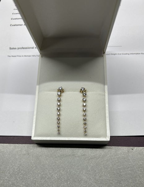 Diamond Drop Earrings with Stud and Butterfly Backing 2.0 carat total Carousel 1