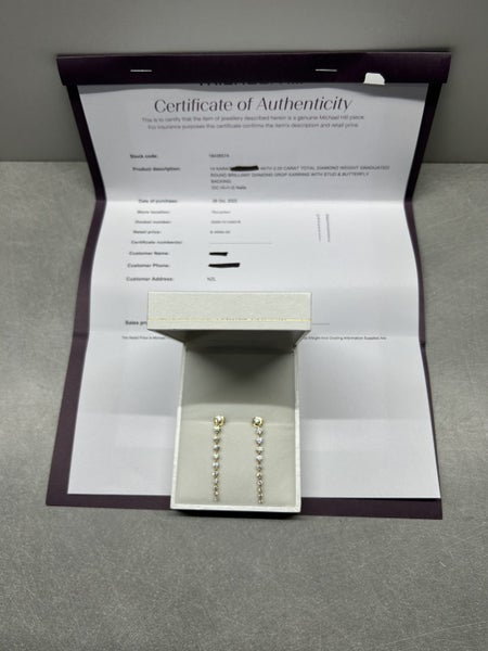 Diamond Drop Earrings with Stud and Butterfly Backing 2.0 carat total Carousel 2