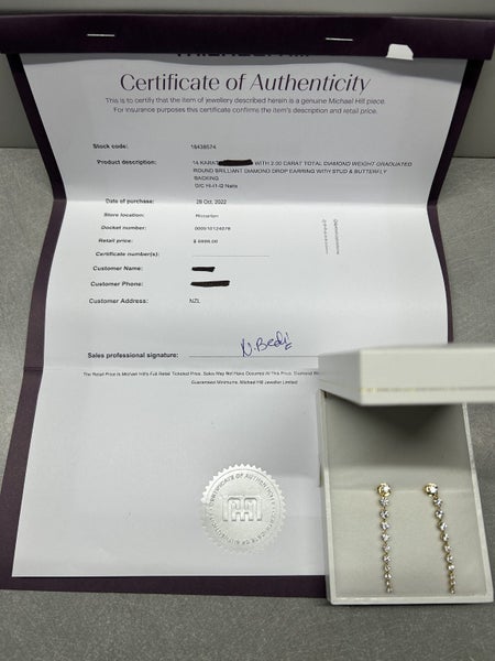 Diamond Drop Earrings with Stud and Butterfly Backing 2.0 carat total Carousel 5