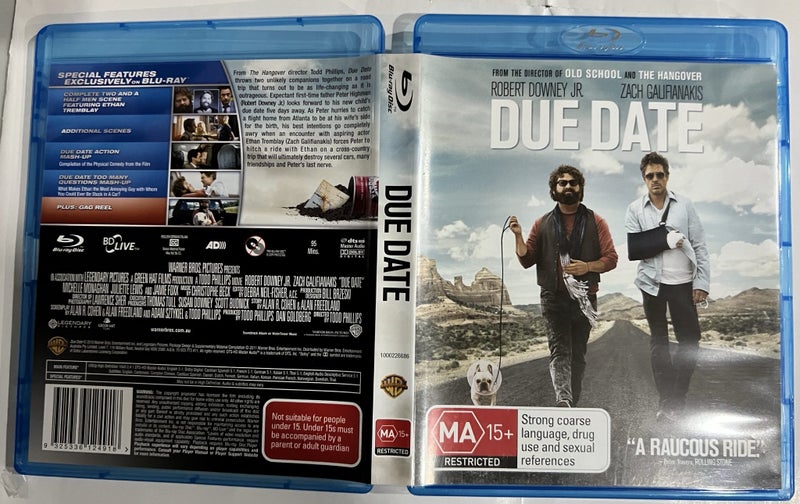 DUE DATE - ROBERT DOWNEY JR BLURAY (AS NEW)64558716935426110