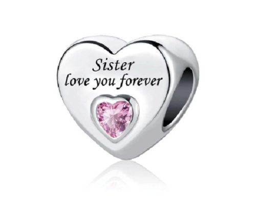 Sterling Silver Sister Love you forever Heart Charm