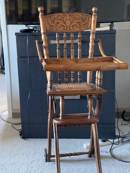 F494B OakFolding Up and Down High Chair Circa 1900 Carousel 1
