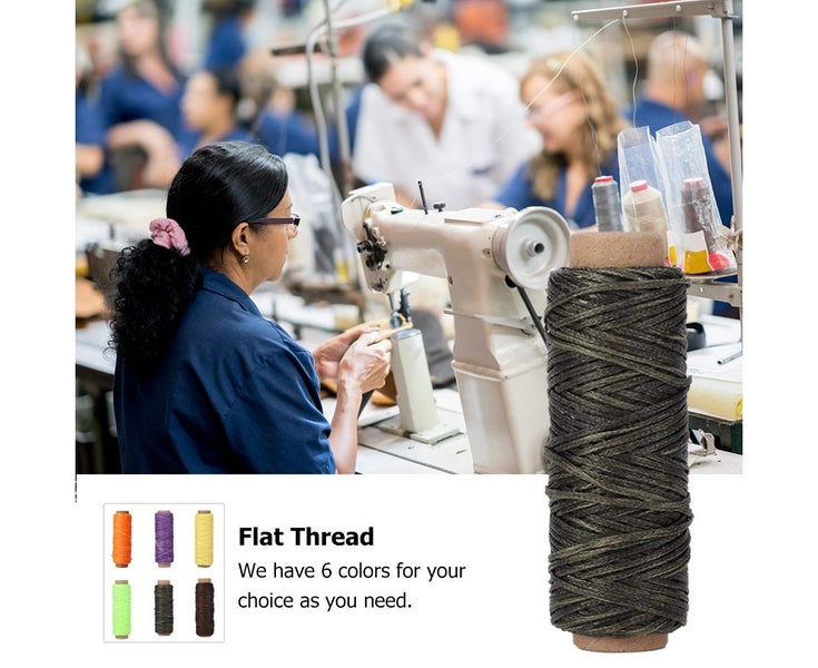 210D 50m Flat Waxed Sewing Thread Leather Craft Shoes Repair Hand Stitching C Carousel 2