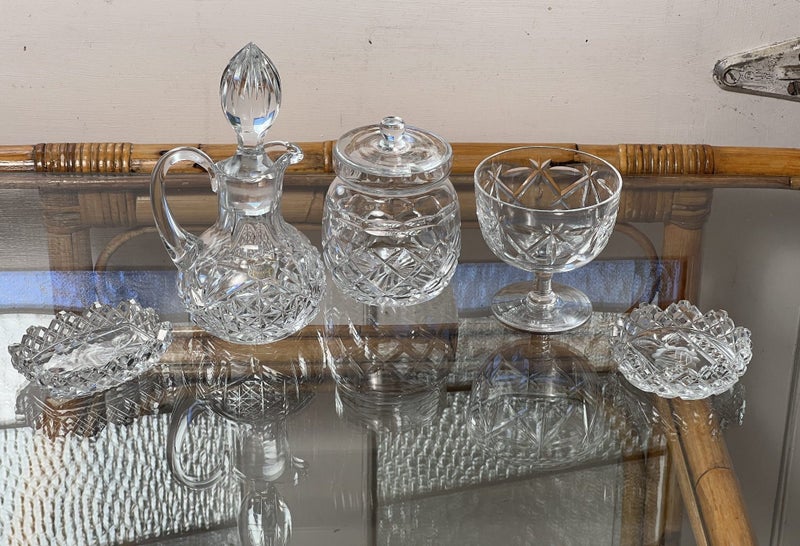 Collection of Five Vintage Cut Crystal Pieces Carousel 1