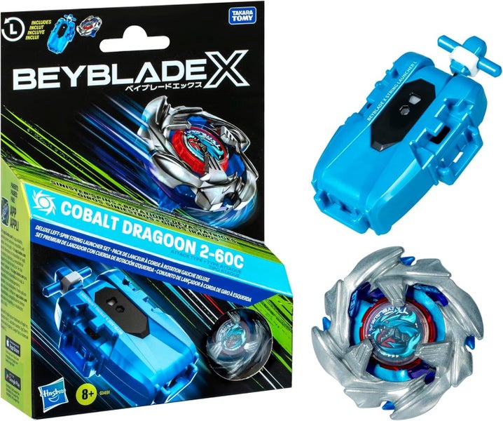 Beyblade X Cobalt Dragoon 2-60C Deluxe Left-Spin String Launcher Set Carousel 1
