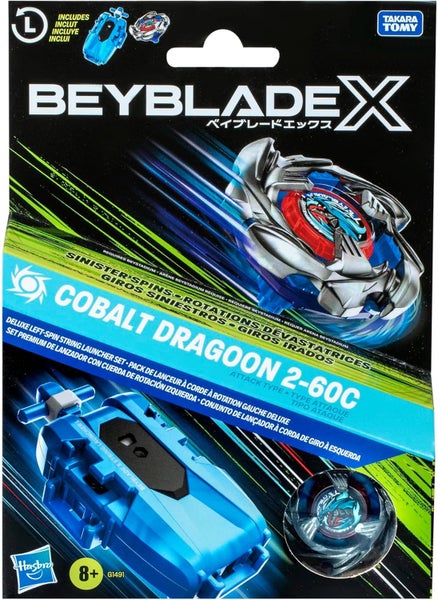 Beyblade X Cobalt Dragoon 2-60C Deluxe Left-Spin String Launcher Set Carousel 2