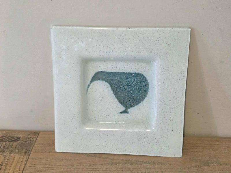 Kiwi Bird (NZ) Art Glass Square Dish Carousel 1
