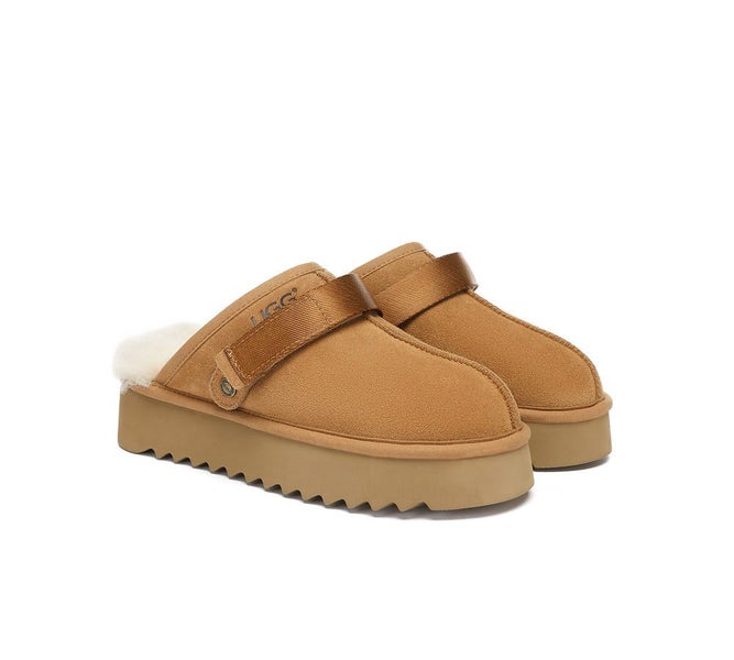 AUSTRALIAN SHEPHERD(R) UGG Slippers Sheepskin Wool Slingback Platform Cozeln Carousel 1