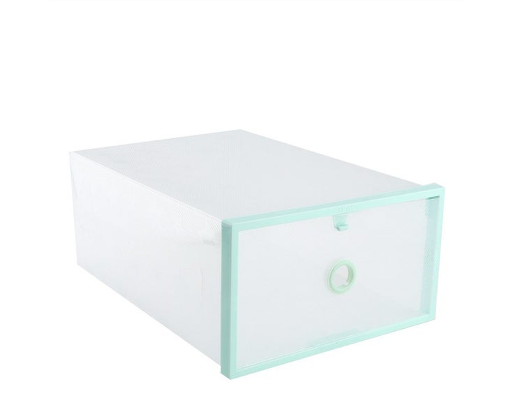 2Pcs Transparent Shoe Storage Boxes Stackable Shoe Containers (Green) Carousel 2