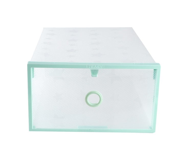 2Pcs Transparent Shoe Storage Boxes Stackable Shoe Containers (Green) Carousel 5