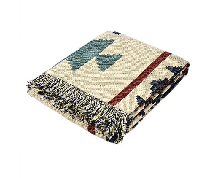 Double Sided Cotton Woven Couch Throw Blanket Carpet with Decorative Tassels Carousel 1