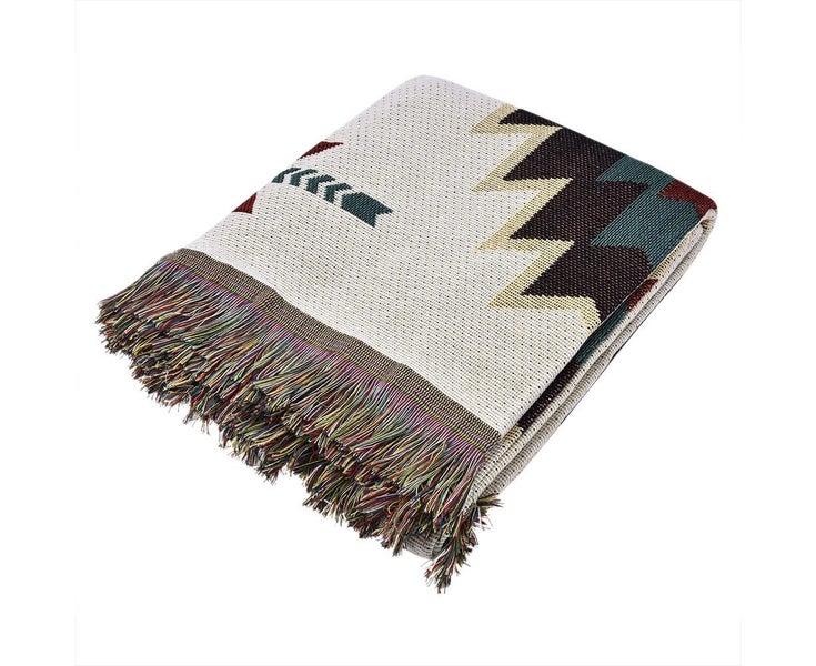 Double Sided Cotton Woven Couch Throw Blanket Carpet with Decorative Tassels Carousel 1