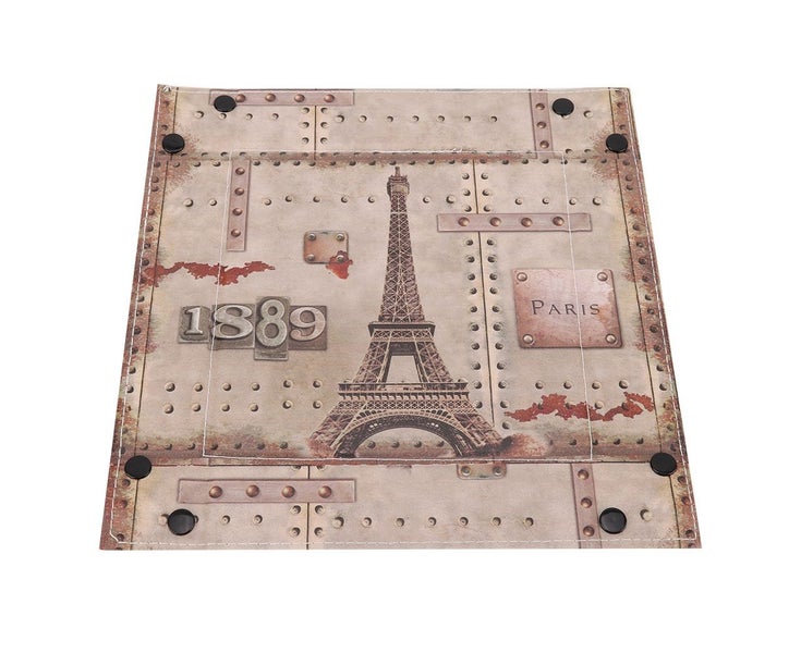 Square Foldable PU Leather Nuts Seeds Key Remote Control Candy Storage Tray(2 Carousel 1