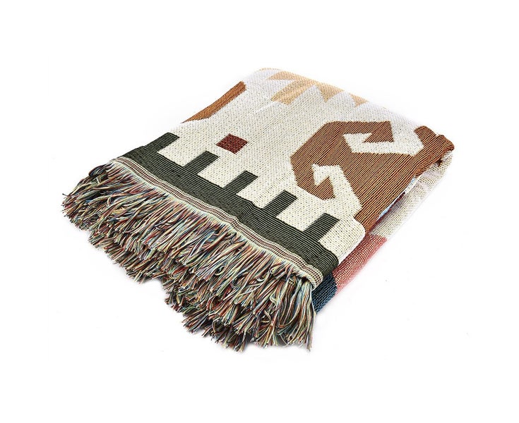 Double Sided Cotton Woven Couch Throw Blanket Carpet with Decorative Tassels Carousel 1