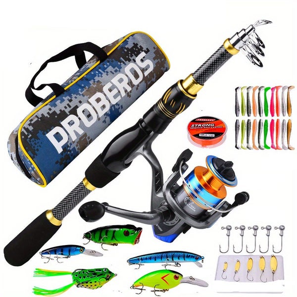 NNETM Fishing Rod Reel Combo Kit with Lures and Bag Carousel 1