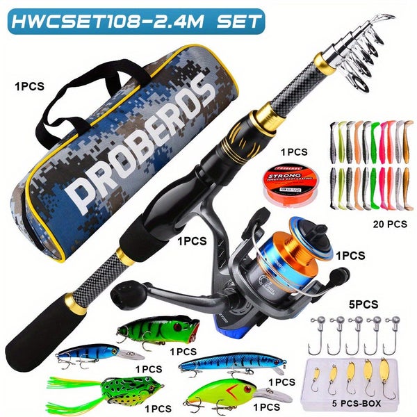 NNETM Fishing Rod Reel Combo Kit with Lures and Bag Carousel 3