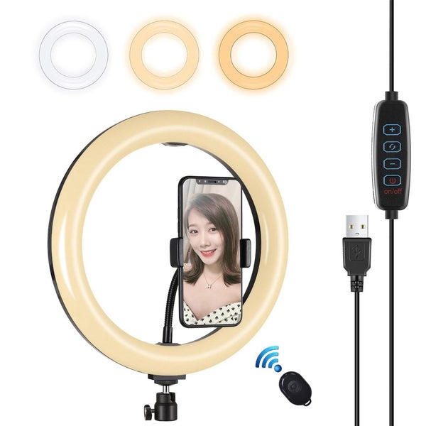 26Cm Usb 3 Modes Dimmable Led Ring Light With Phone Clamp Carousel 1