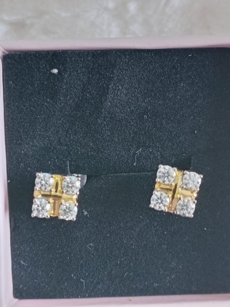 Diamond earrings square 4 stone each Carousel 1