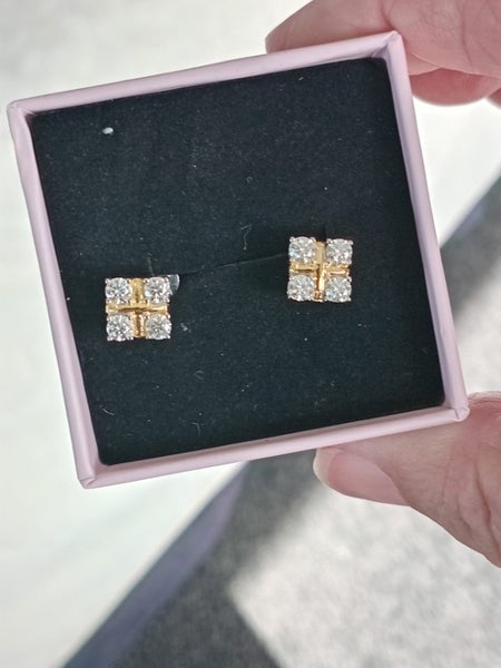 Diamond earrings square 4 stone each Carousel 2