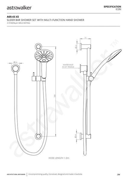 Astra Walker Icon Multi-Function Slide Shower | Chrome Carousel 2