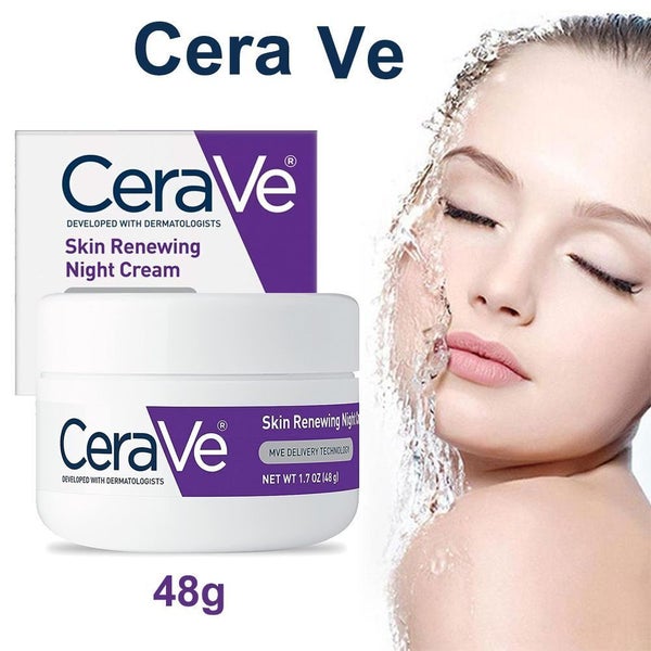 2x 1.7oz CeraVe Skin Renewing Night Cream, Moisturizing Face Cream with Niaci... Carousel 1