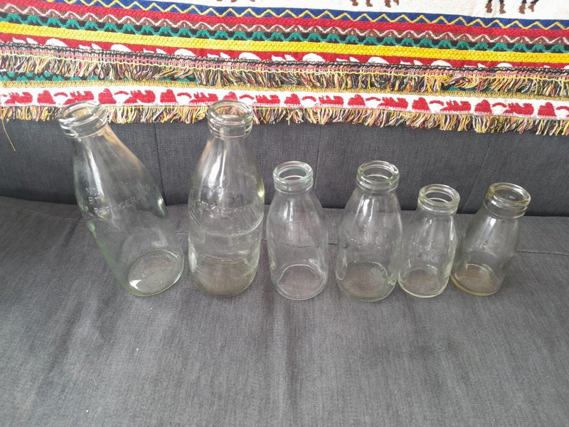 LABOUR WEEKEND SALE Old Type Milk Bottles 2 of each, 150ml, 300ml and 600ml Carousel 1