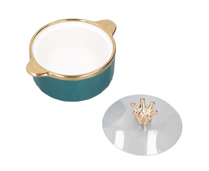 Binaural Bowls Large Capacity Crown Ceramic Bowl with Lid and Phnom Penh Hand Carousel 1