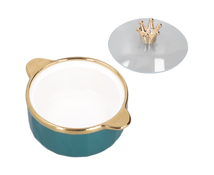 Binaural Bowls Large Capacity Crown Ceramic Bowl with Lid and Phnom Penh Hand Carousel 2