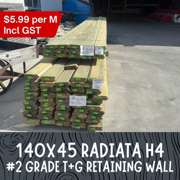 140x45mm RADIATA H4 #2 GRADE T&G RETAINING WALL Carousel 1