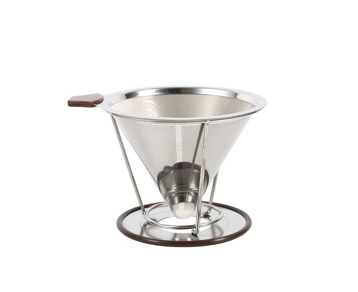 1x Portable 304 Stainless Steel Drip Dripper Double Layer Mesh Coffee Cone Fi Carousel 1