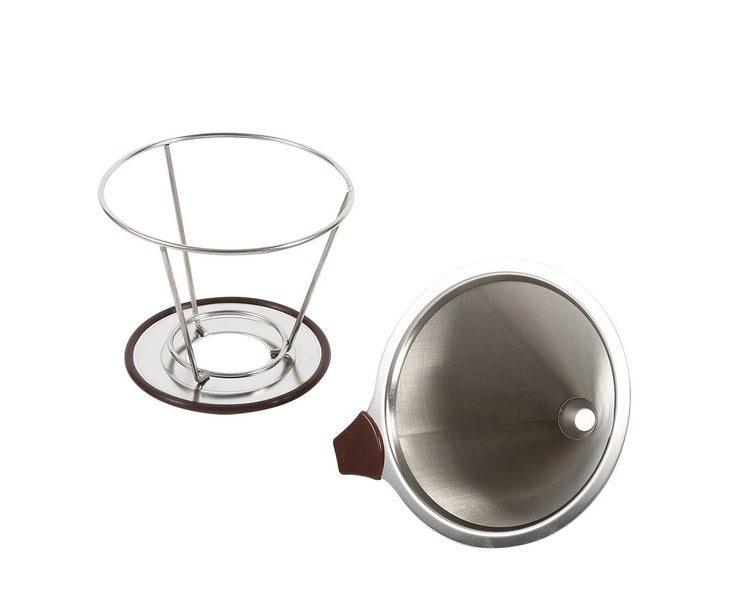 1x Portable 304 Stainless Steel Drip Dripper Double Layer Mesh Coffee Cone Fi Carousel 2