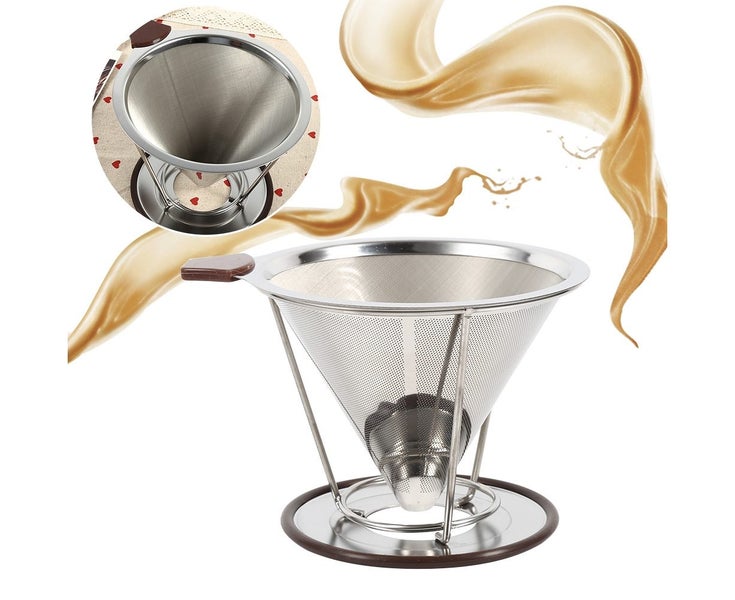 1x Portable 304 Stainless Steel Drip Dripper Double Layer Mesh Coffee Cone Fi Carousel 5