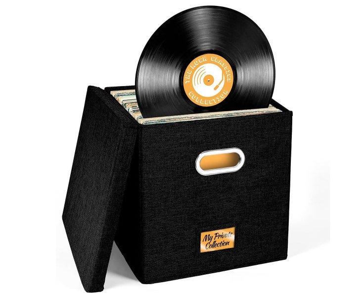 Decorative Vinyl Record Storage Box - Record Album Storage Holds Up 50+ LP Re Carousel 1