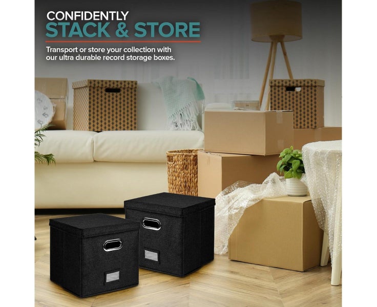 Decorative Vinyl Record Storage Box - Record Album Storage Holds Up 50+ LP Re Carousel 5