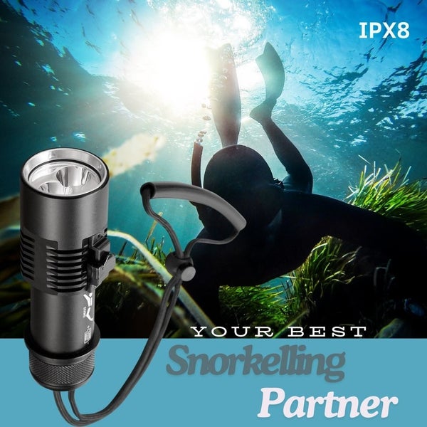 Scuba Divers Flashlight - 50m Deep - Rechargeable - Magnetic Switch - Lanyard Carousel 1