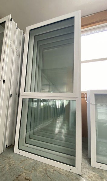 NEW Double Glazed Aluminium Window 850 x 2000 Arctic White Carousel 1