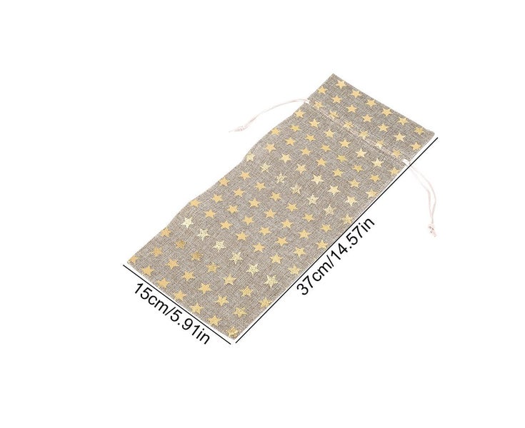 8pcs Simple Linen Fabric Wine Bag with Drawstring Champagne Decorative Cover Carousel 5