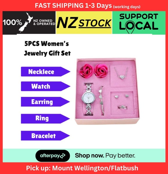 Mother's Day 5-in-1 Gift Set Watch, Neckless, Bracelet, Ring n Earing for Womens Carousel 1