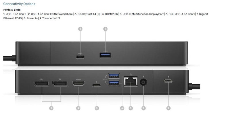 Dell WD19TBS Thunderbolt 3 Dual 4K Docking Station with 180w adapter63756989884033111