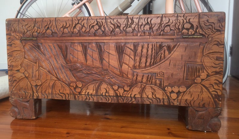 "Plain Sailings" Carved Camphor Chest Carousel 1