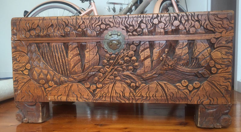 "Plain Sailings" Carved Camphor Chest Carousel 2