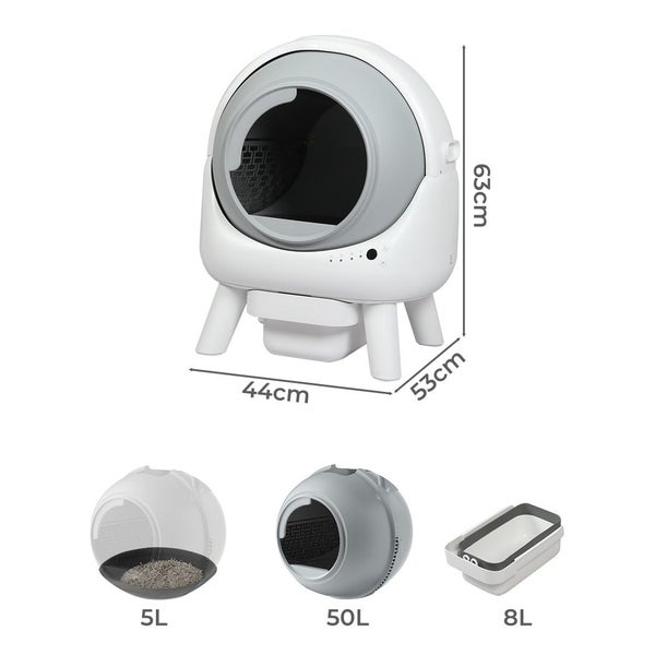 Pawz Cat Litter Box Large Machine Automatic Self Cleaning APP Control White Carousel 2