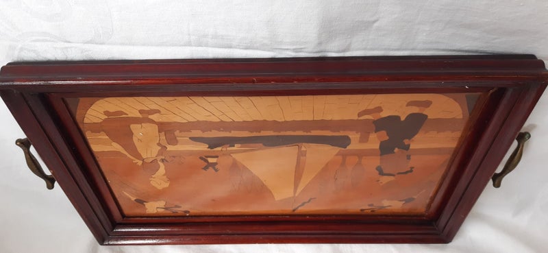 Vintage wooden serving tray Carousel 3