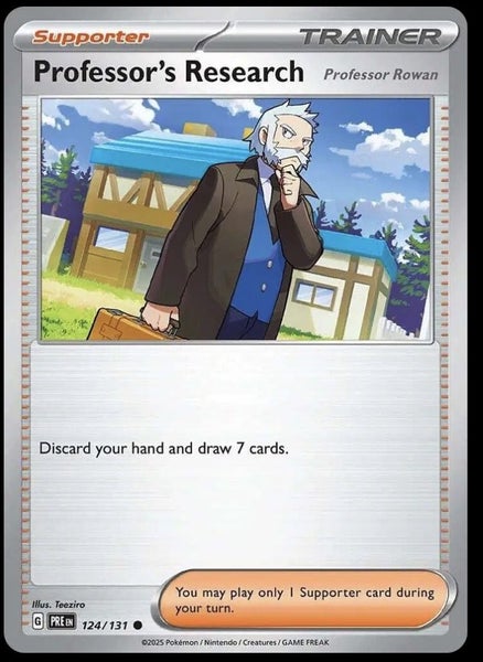 Pokemon Prismatic Evolutions ~ Professor's Research 124/131 Reverse Holo Carousel 1