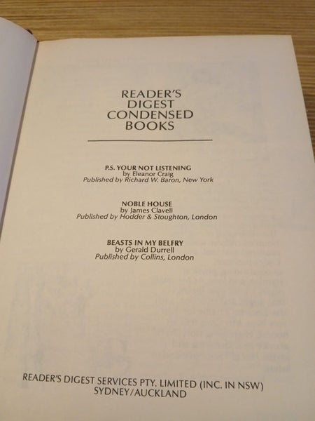 Readers Digest Condensed Books - 3-in-1 - Eleanor Craig, James Clavell, Durrell Carousel 1