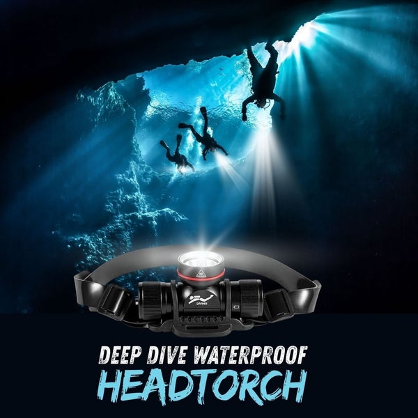 Divers Head Torch - 60m Waterproof - Rechargeable Battery - Free Shipping NZ Carousel 1