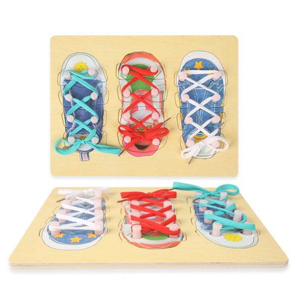 Wooden Lacing Shoe puzzle+Free Puzzle Carousel 1