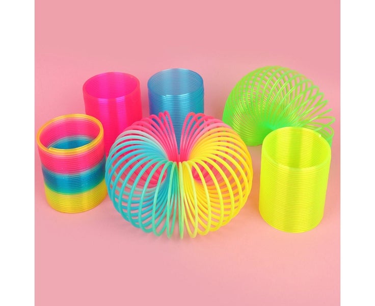 Rainbow Coil Spring Toy, Classic Novelty and Colorful Neon Plastic Toy Party Carousel 4