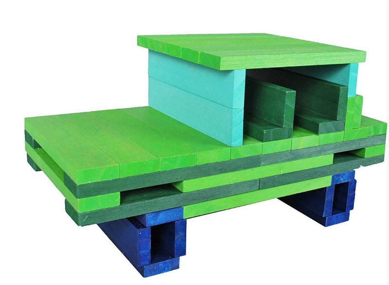 Wooden Building Blocks Cool Colors 100 Pieces SALE Carousel 2